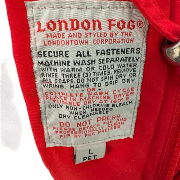 London Fog Red Fur-Trimmed Women's puffer  Parka coat size Large Petite - Picture 10 of 11